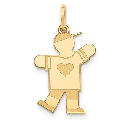 14k Yellow Gold Heart Boy With Hat Love Charm