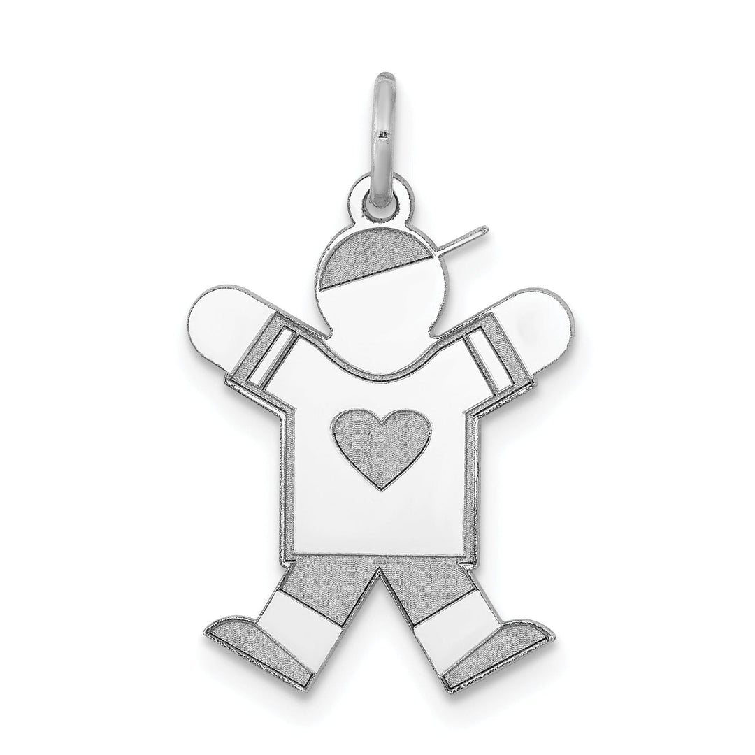 14k White Gold Heart Boy With Hat Joy Charm