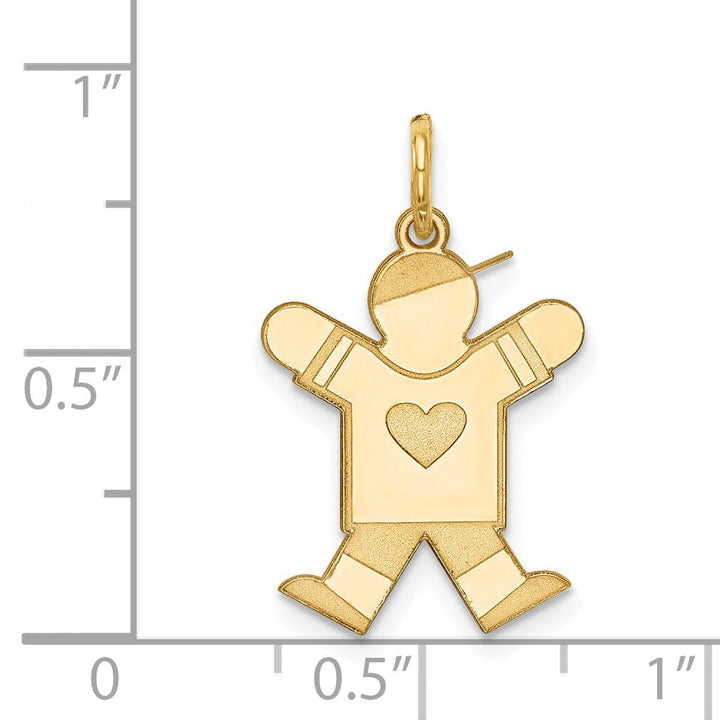 14k Yellow Gold Heart Boy With Hat Joy Charm