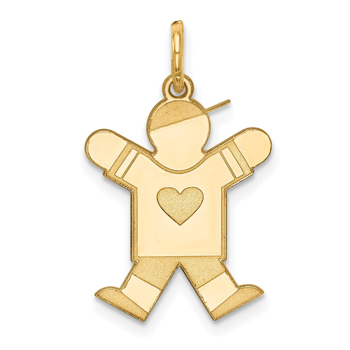 14k Yellow Gold Heart Boy With Hat Joy Charm