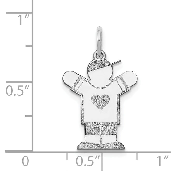 14k White Gold Heart Boy With Hat Love Charm