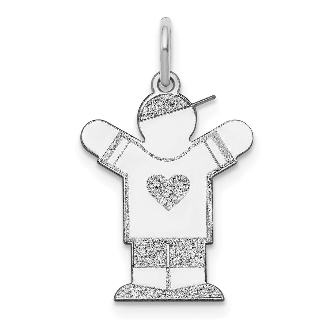 14k White Gold Heart Boy With Hat Love Charm