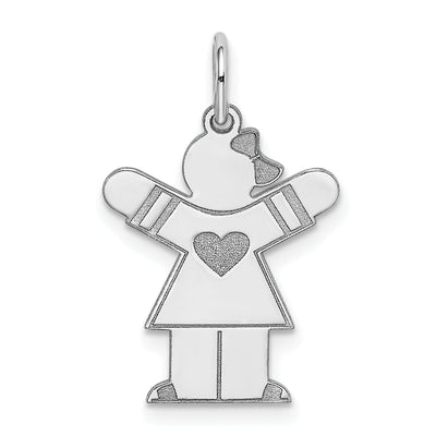 14k White Gold Heart Girl With Bow Love Charm