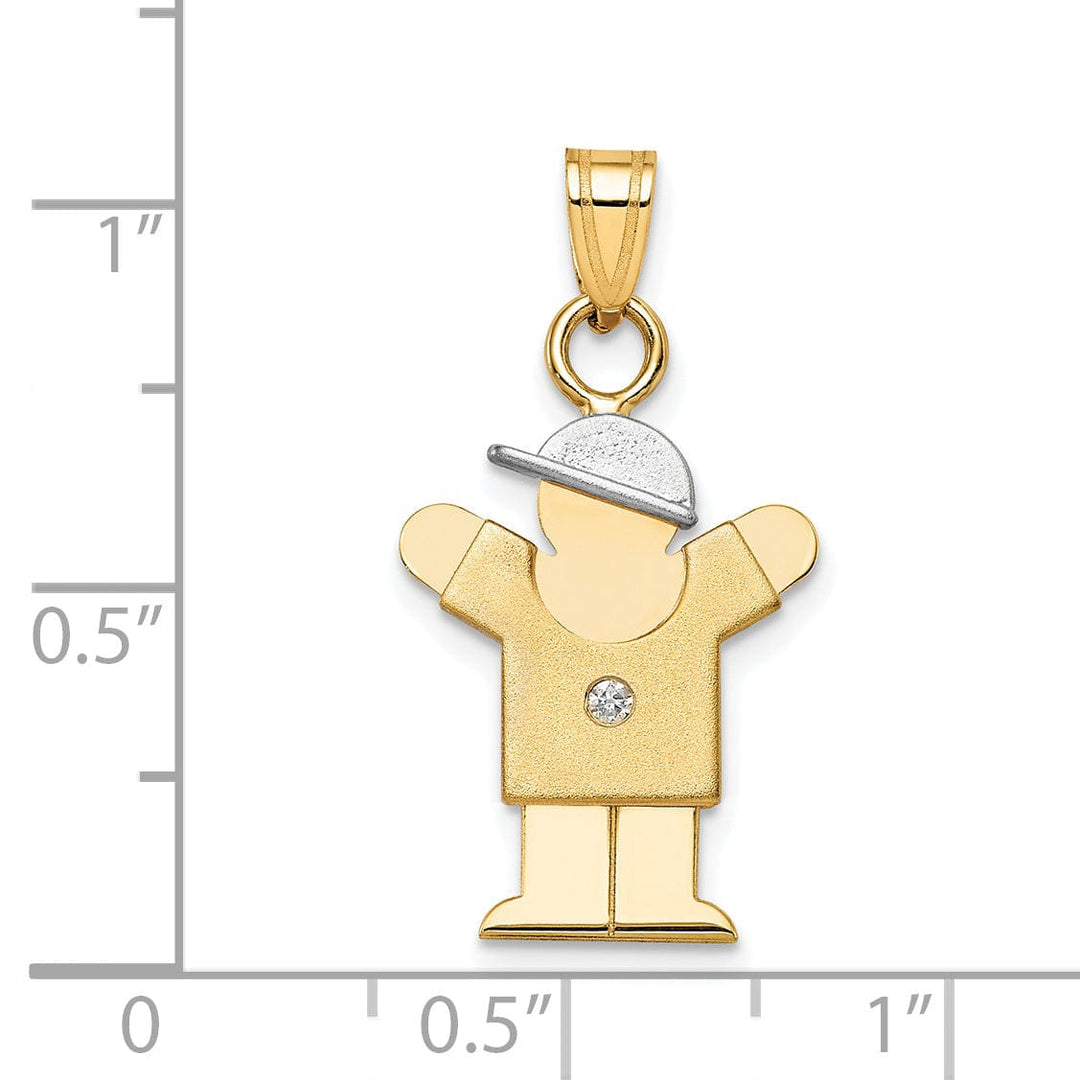 14k Two-tone Diamond Boy With Hat Love Pendant