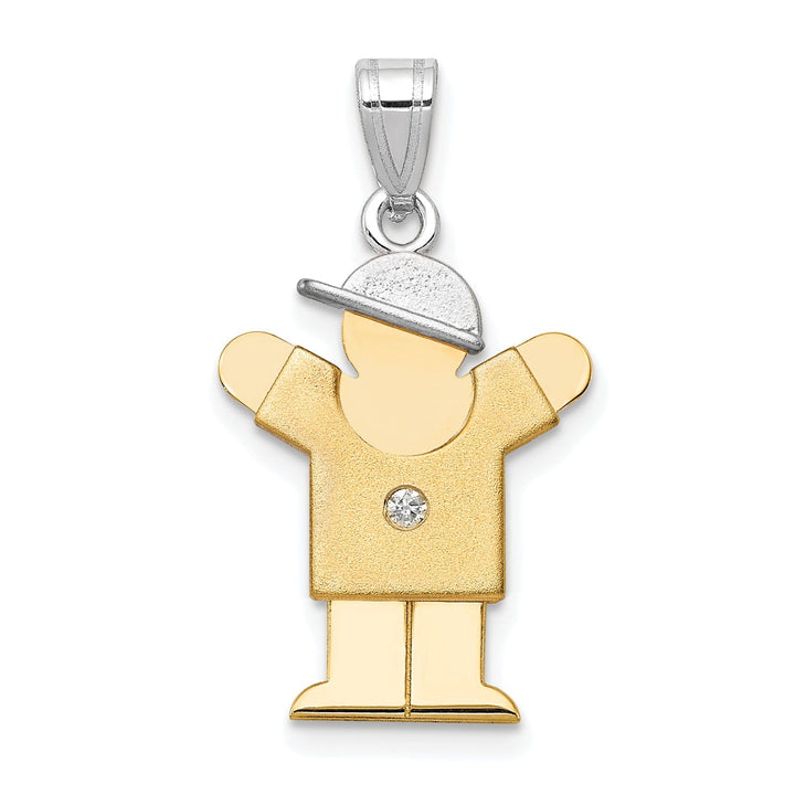 14k Two-tone Diamond Boy With Hat Love Pendant