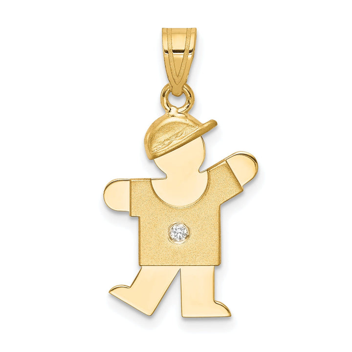 14k Yellow Gold Diamond Boy With Hat Kiss Pendant