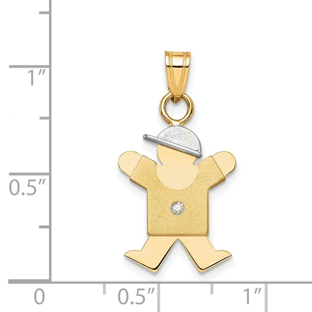 14k Two-tone Diamond Boy With Hat Joy Pendant