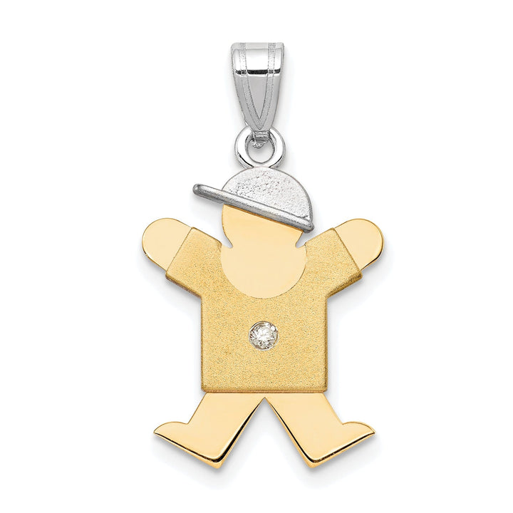 14k Two-tone Diamond Boy With Hat Joy Pendant