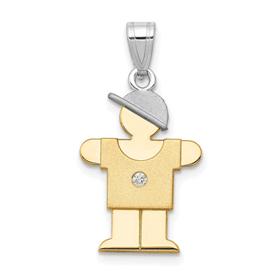 14k Two-tone Diamond Boy With Hat Hugs Pendant at $ 267.87 only from Jewelryshopping.com