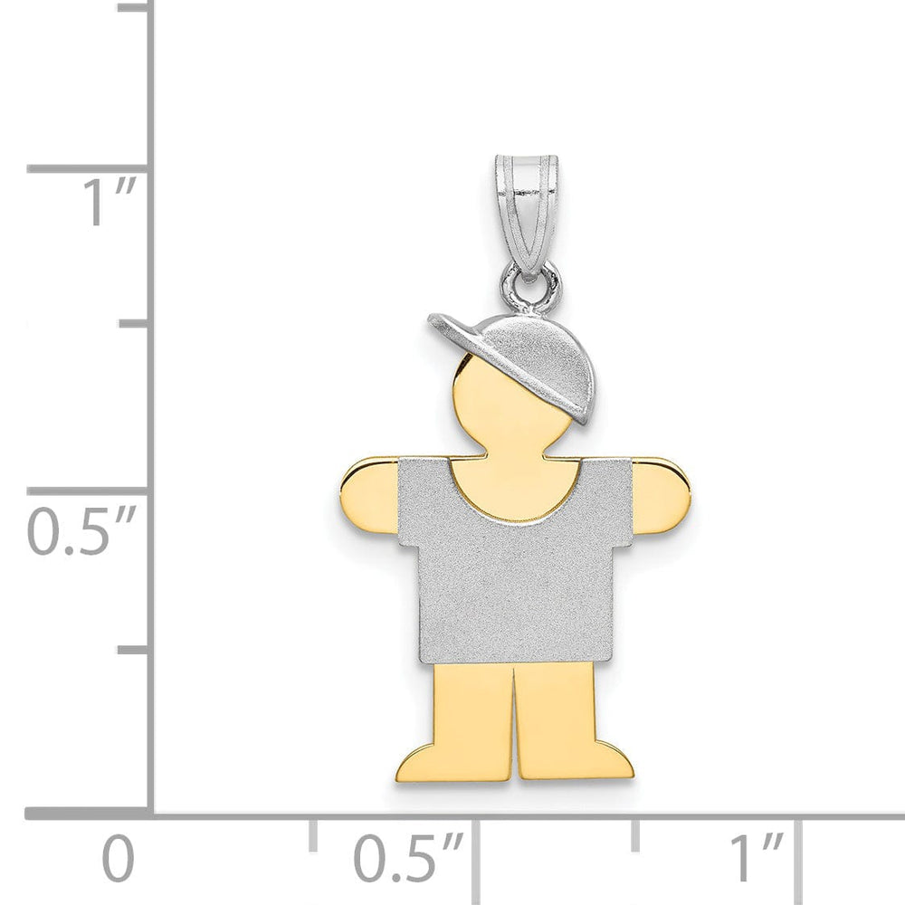 14k Two-tone Polished Small Boy With Hat Hugs Charm
