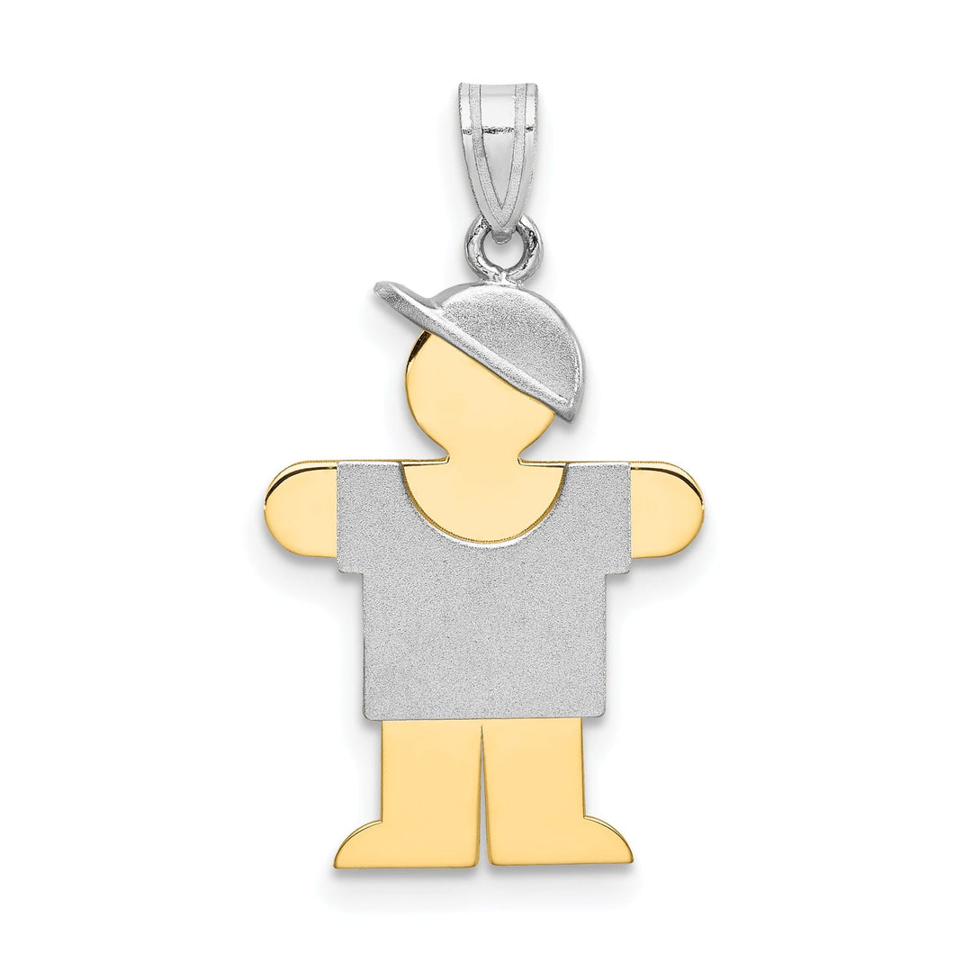 14k Two-tone Polished Small Boy With Hat Hugs Charm