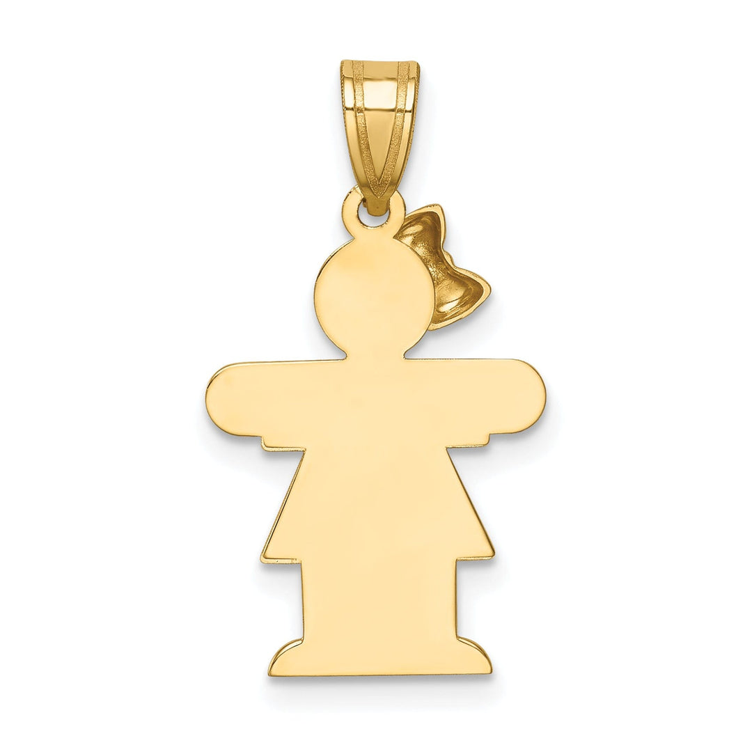 14k Yellow Gold Polished Girl With Bow Hugs Charm