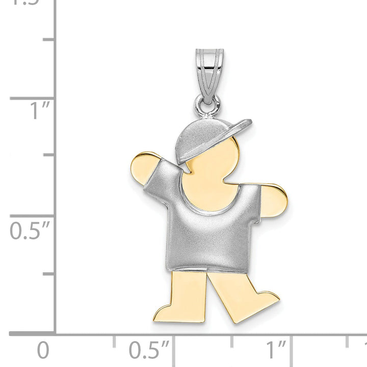 14k Two-tone Puffed Boy With Hat Kiss Charm