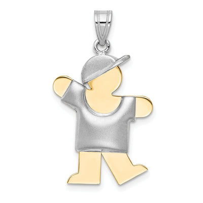 14k Two-tone Puffed Boy With Hat Kiss Charm