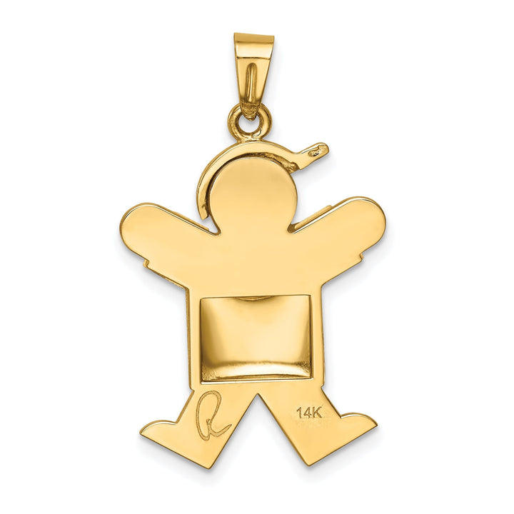 14k Yellow Gold Puffed Boy With Hat Joy Charm