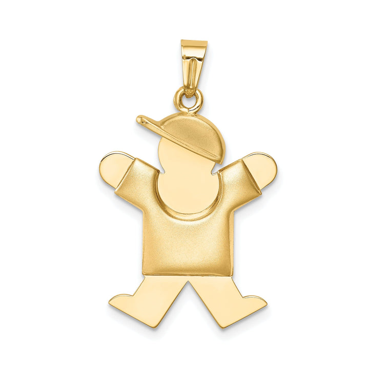 14k Yellow Gold Puffed Boy With Hat Joy Charm