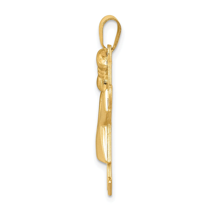14k Yellow Gold Puffed Girl With Bow Joy Charm