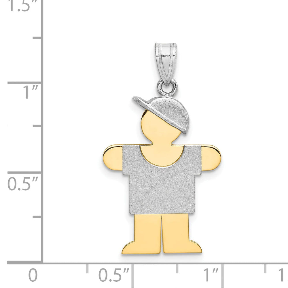 14k Two-tone Polished Large Boy With Hat Hugs Charm