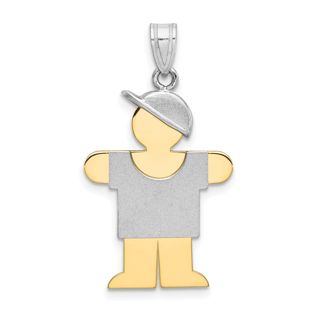 14k Two-tone Polished Large Boy With Hat Hugs Charm