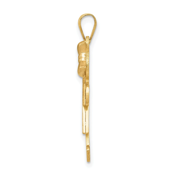 14k Two-tone Polished Large Girl Bow Kiss Charm