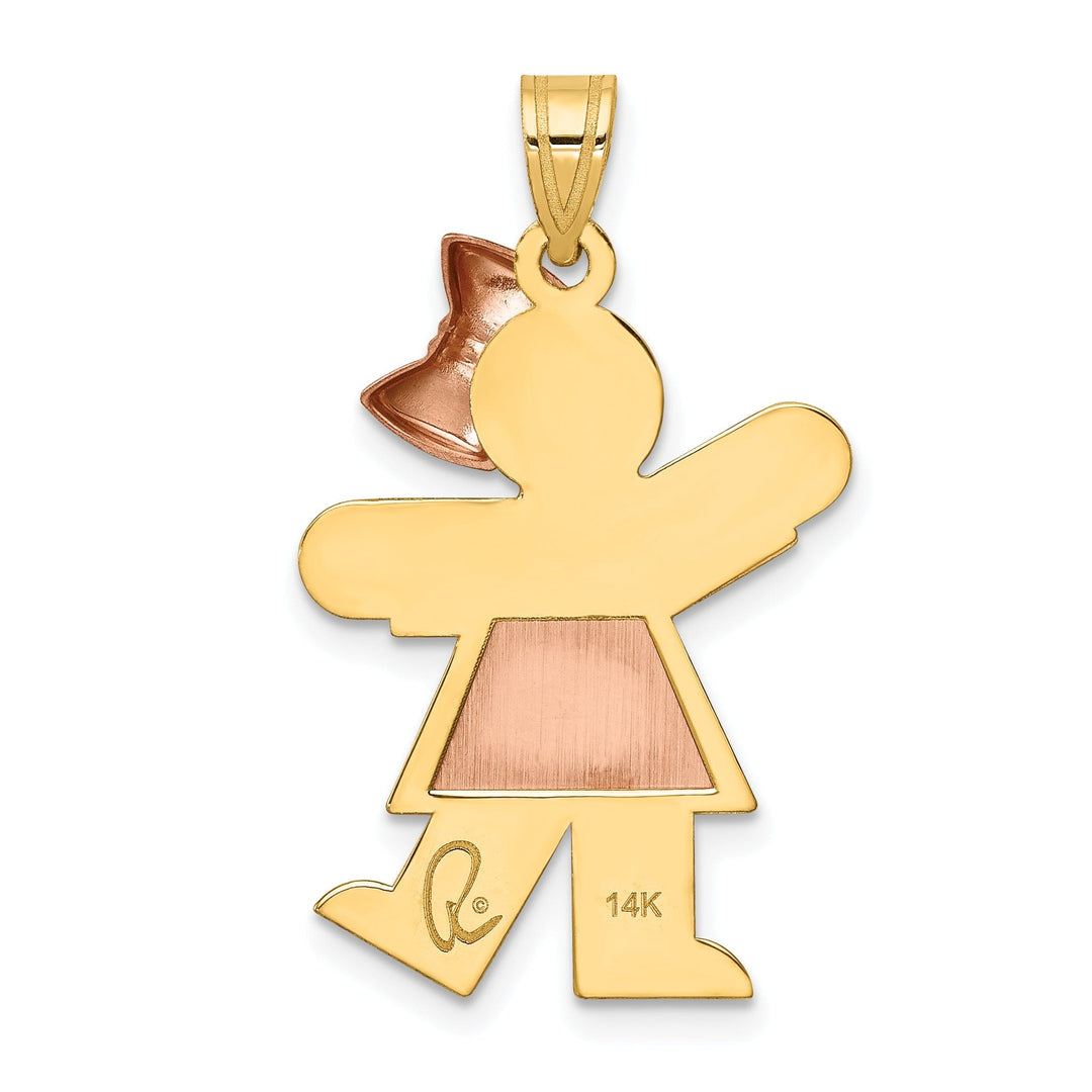 14k Two-tone Polished Large Girl Bow Kiss Charm