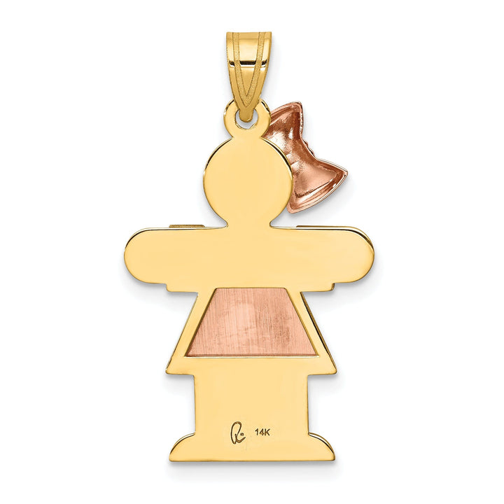 14k Two-tone Polished Large Girl Bow Hugs Charm