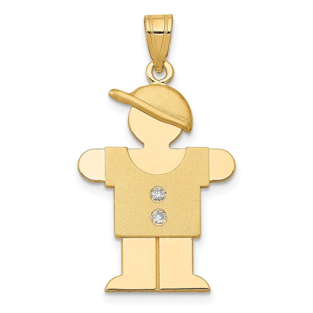 14k Yellow Gold Diamond Boy With Hat Hugs Pendant