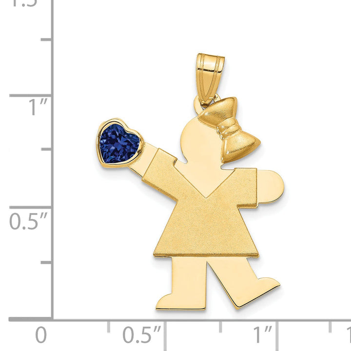 14k Yellow Gold Sept. Birthstone Kiss Girl Charm