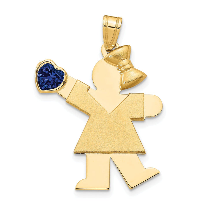 14k Yellow Gold Sept. Birthstone Kiss Girl Charm