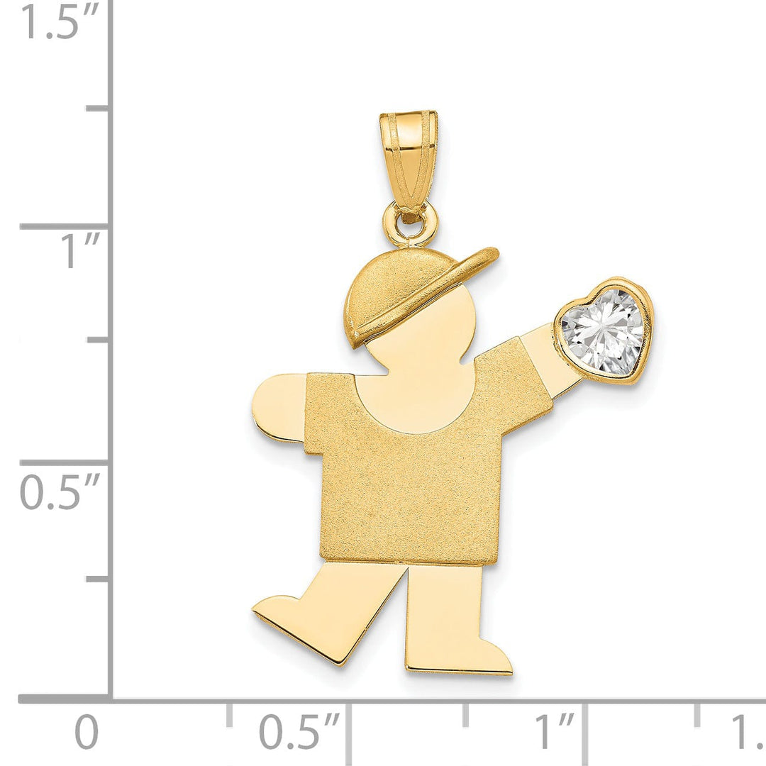 14k Yellow Gold April Birthstone Kiss Boy Charm