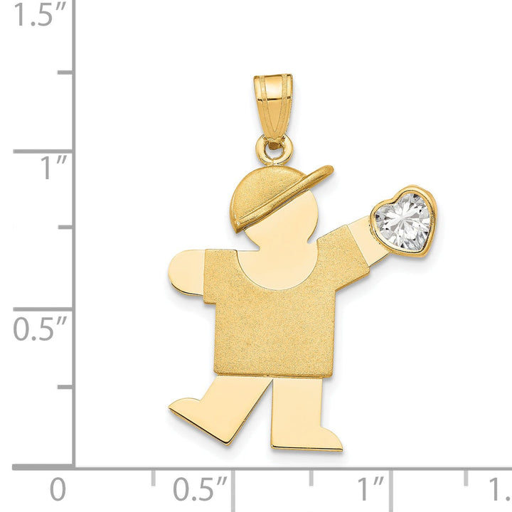 14k Yellow Gold April Birthstone Kiss Boy Charm