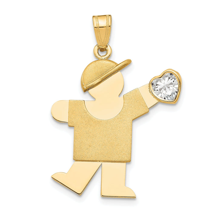 14k Yellow Gold April Birthstone Kiss Boy Charm