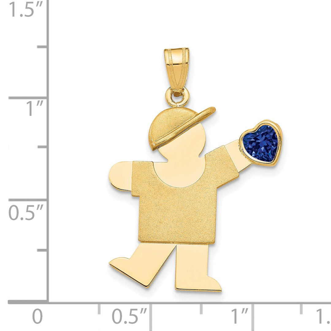 14k Yellow Gold Sept. Birthstone Kiss Boy Charm
