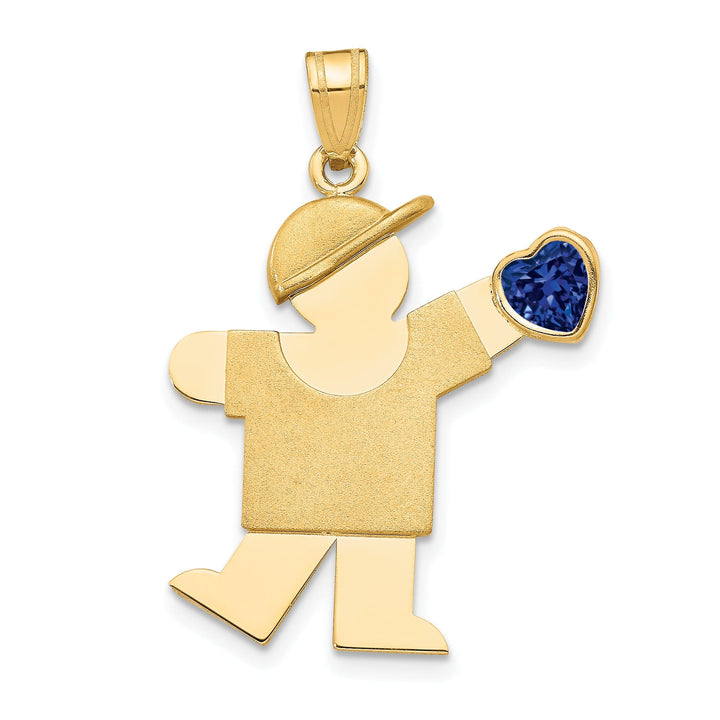 14k Yellow Gold Sept. Birthstone Kiss Boy Charm