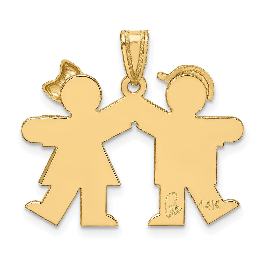 14k Yellow Gold Polished Boy-Girl Twins Kiss Charm