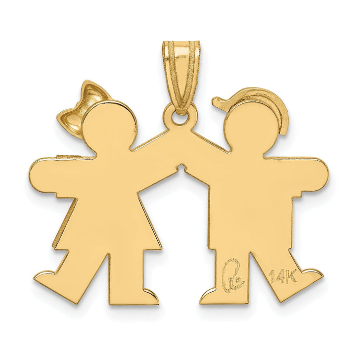 14k Yellow Gold Polished Boy-Girl Twins Kiss Charm