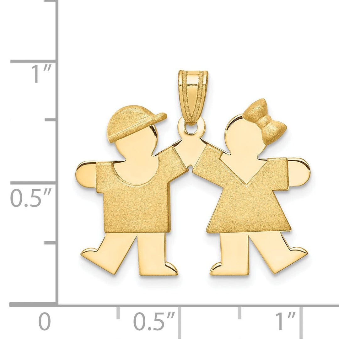 14k Yellow Gold Polished Boy-Girl Twins Kiss Charm