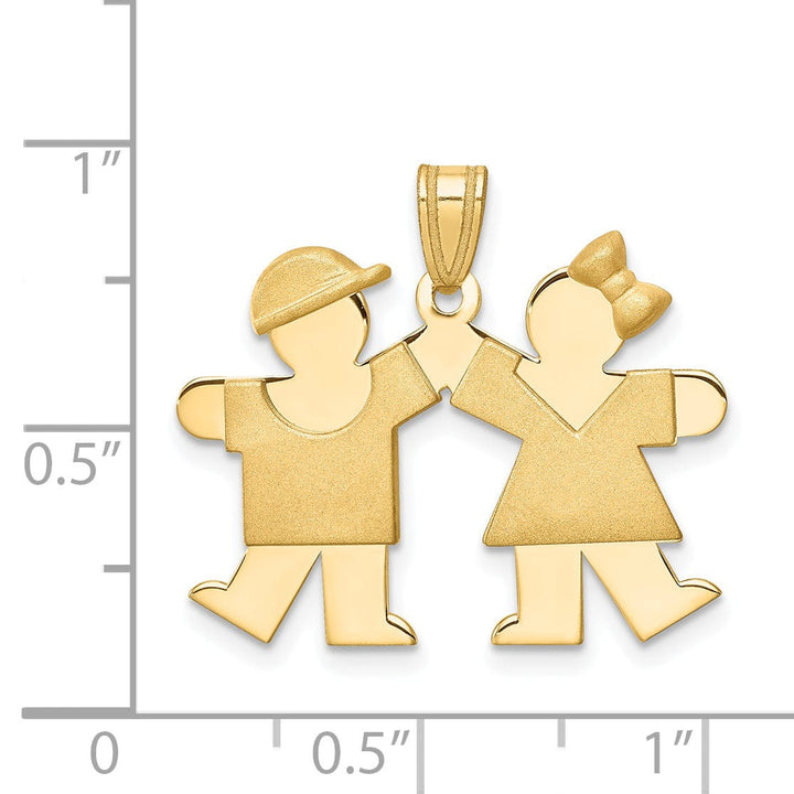 14k Yellow Gold Polished Boy-Girl Twins Kiss Charm