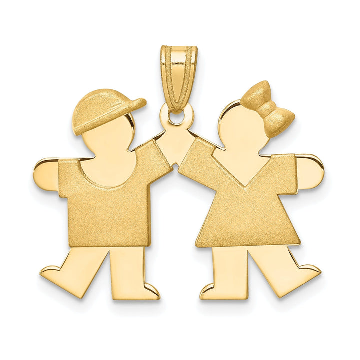 14k Yellow Gold Polished Boy-Girl Twins Kiss Charm