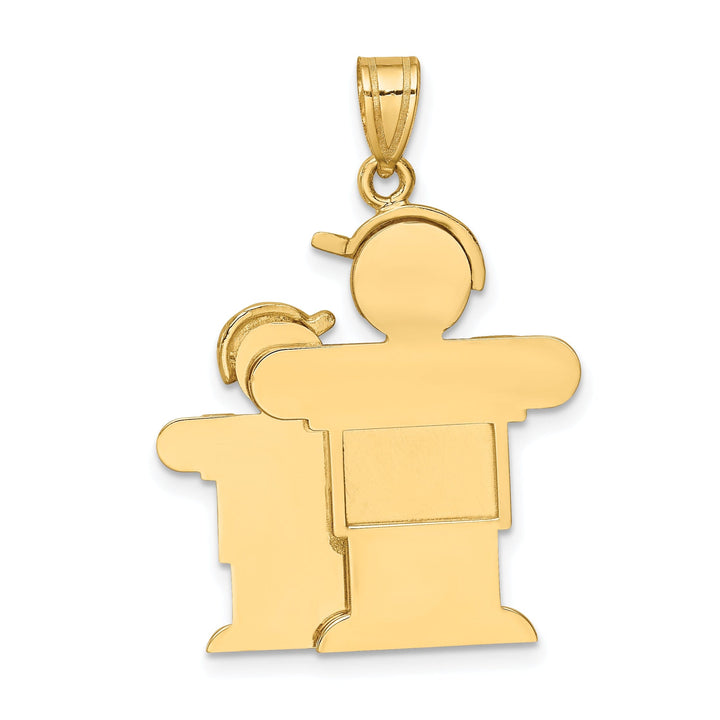 14k Yellow Gold Two Brothers With Hats Hugs Charm