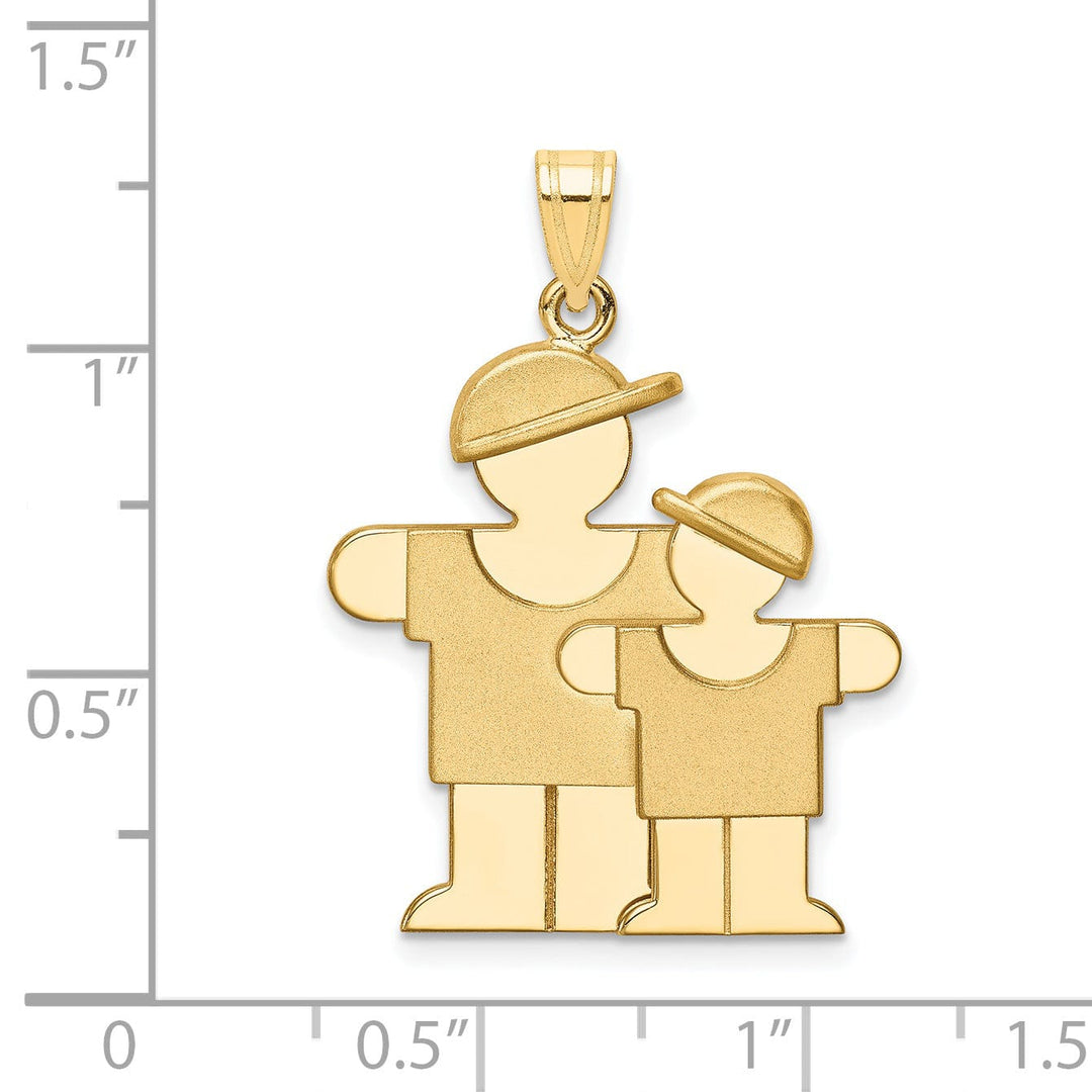 14k Yellow Gold Two Brothers With Hats Hugs Charm
