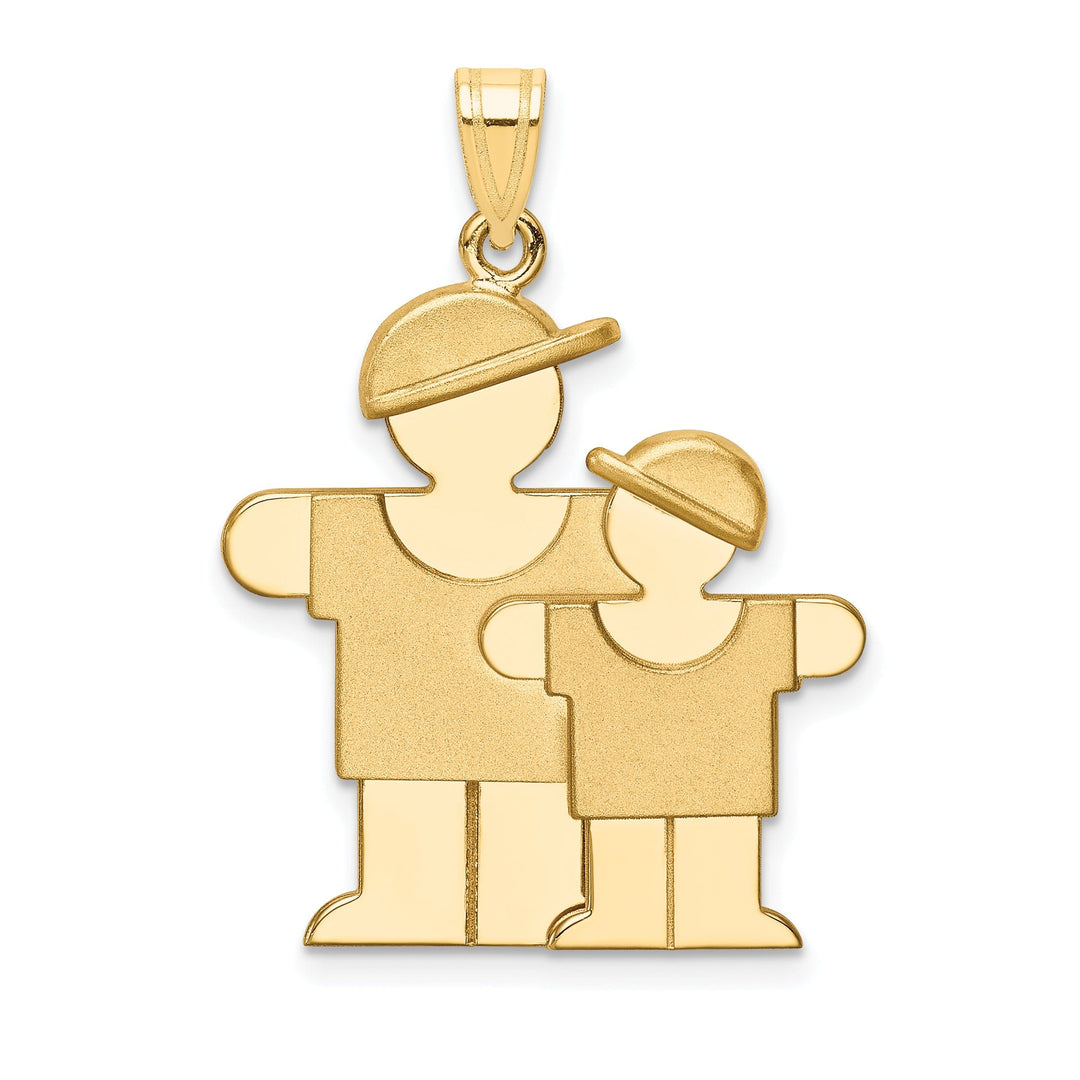 14k Yellow Gold Two Brothers With Hats Hugs Charm