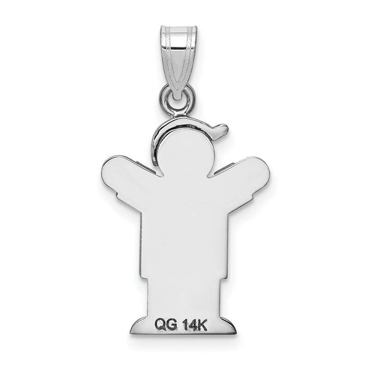 14k White Gold Solid Small Boy With Hat Love Charm