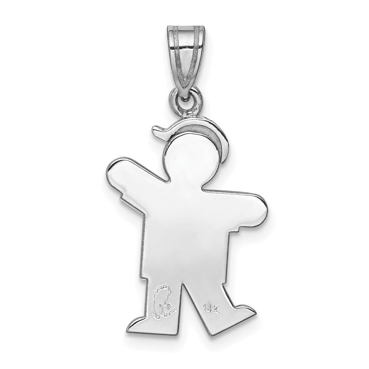 14k White Gold Solid Small Boy With Hat Kiss Charm