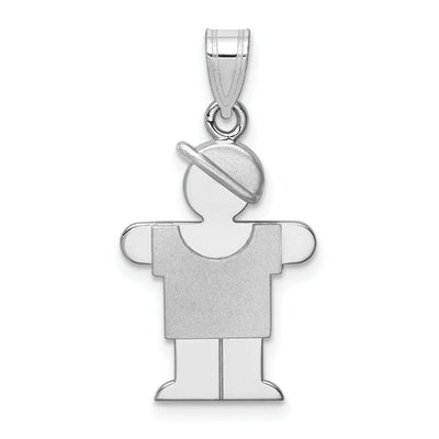14k White Gold Solid Small Boy With Hat Hugs Charm