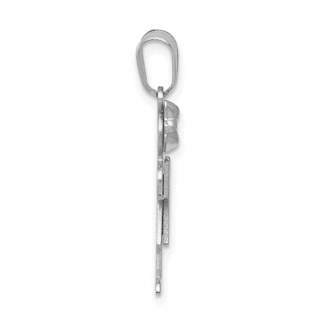 14 White Gold Solid Small Girl With Bow Hugs Charm