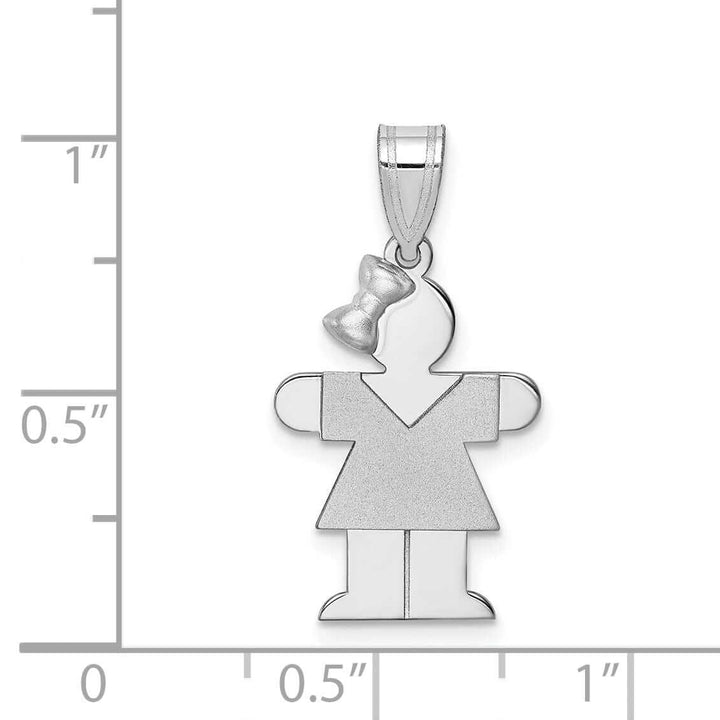 14 White Gold Solid Small Girl With Bow Hugs Charm