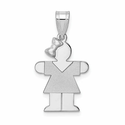 14 White Gold Solid Small Girl With Bow Hugs Charm