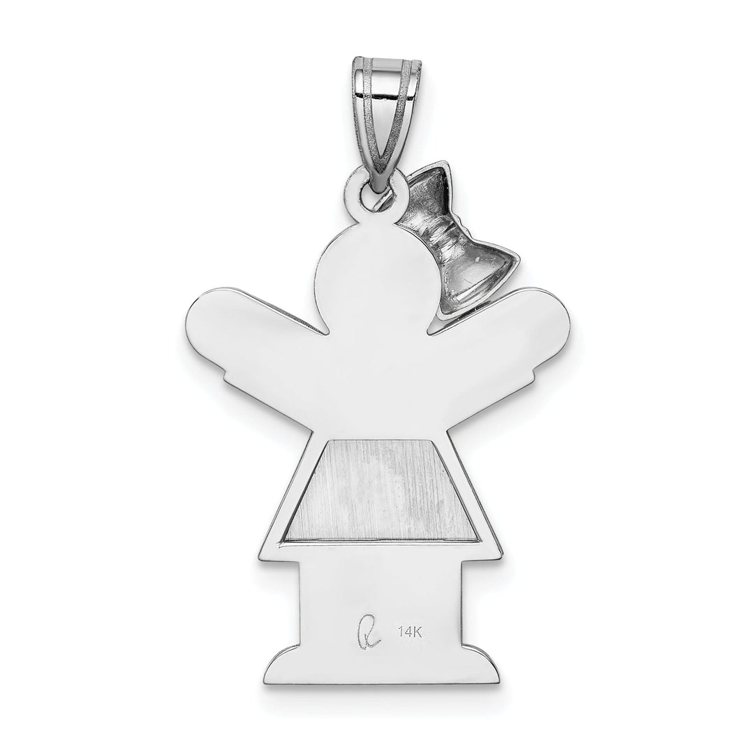 14k White Gold Solid Girl With Bow Love Charm