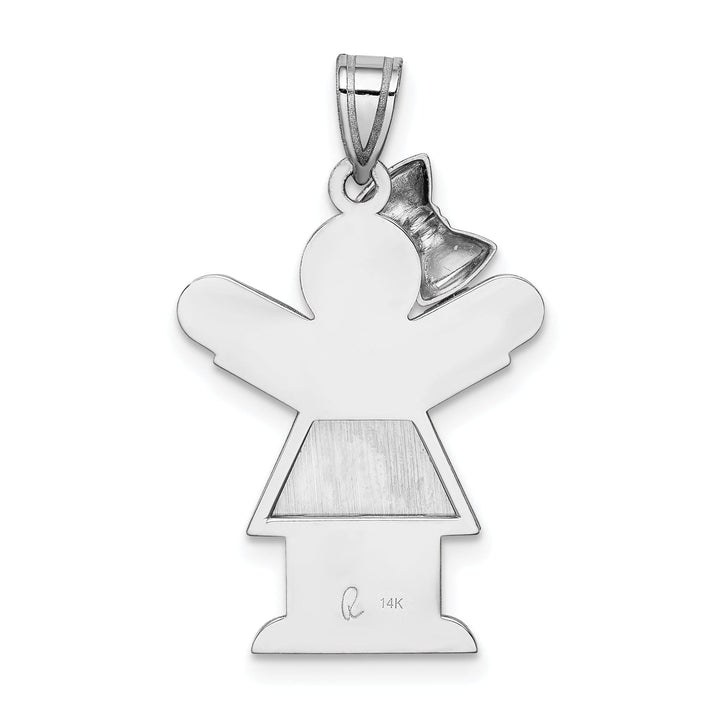 14k White Gold Solid Girl With Bow Love Charm